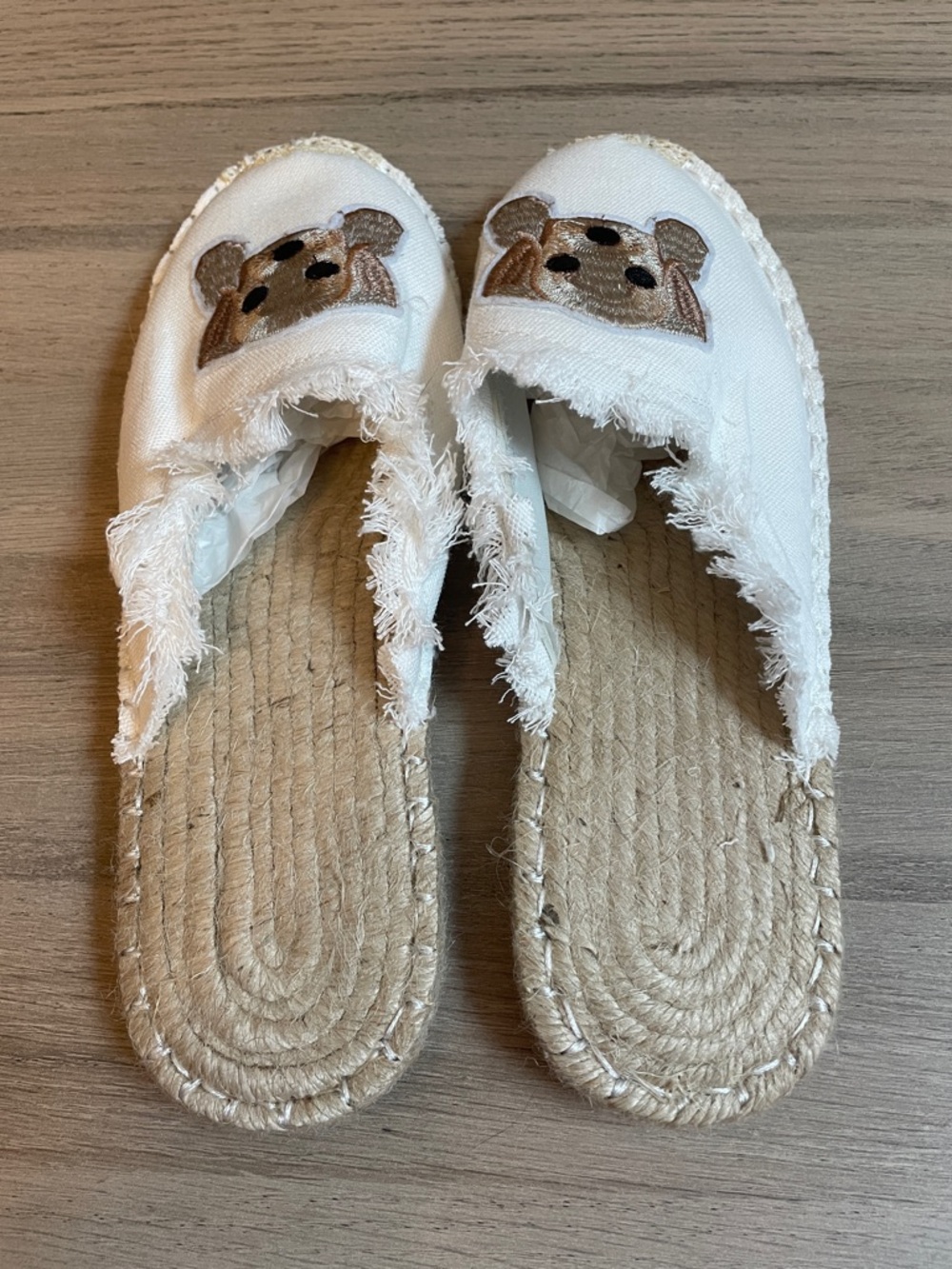 Cute Puppy Dog Embroidered Espadrille Mules Slip On Shoes - Picture 5 of 9